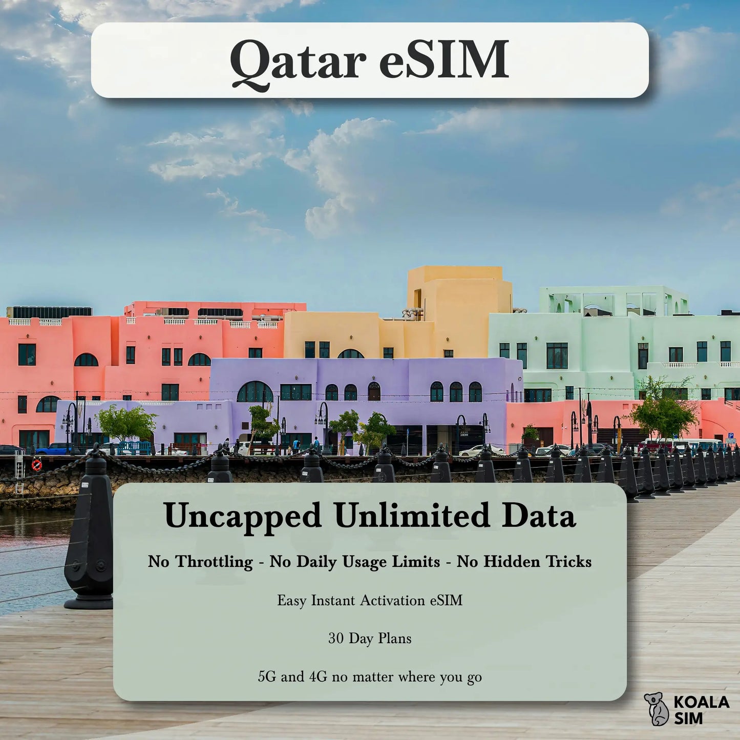 Qatar Travel eSIM - Instant 5G Data Plans for Travel