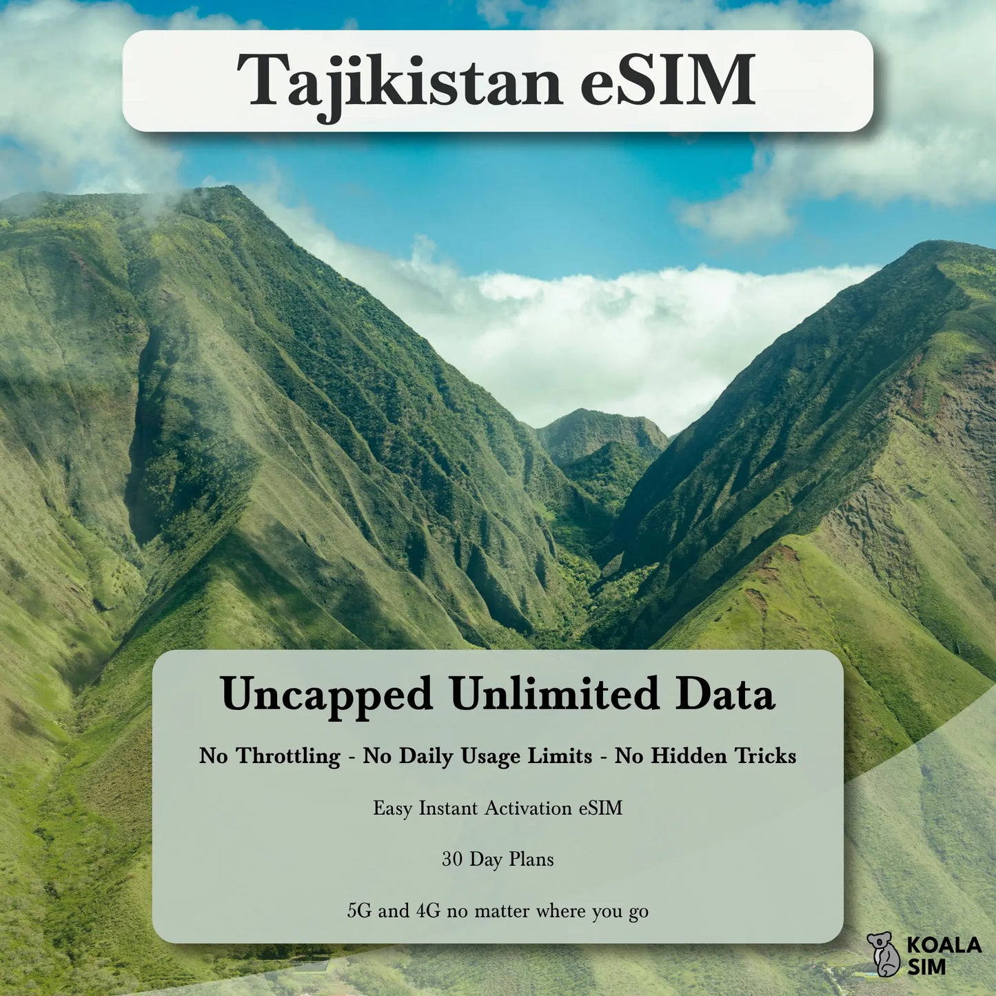 Tajikistan Travel eSIM - Instant 5G Data Plans for Travel