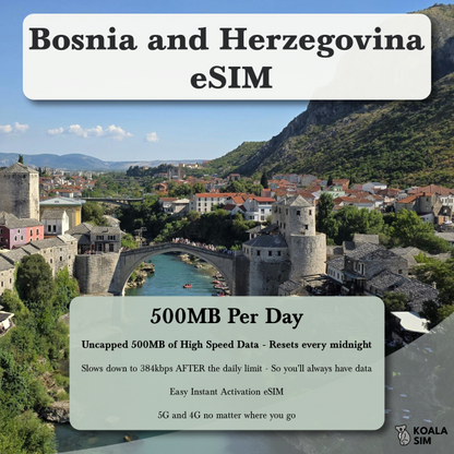 Bosnia and Herzegovina Travel eSIM - Instant 5G Data Plans for Travel