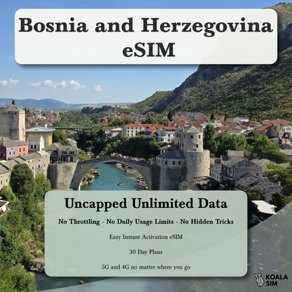 Bosnia and Herzegovina Travel eSIM - Instant 5G Data Plans for Travel
