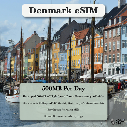 Denmark Travel eSIM - Instant 5G Data Plans for Travel