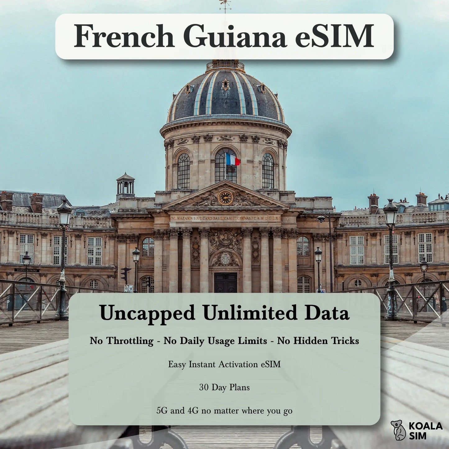 French Guiana Travel eSIM - Instant 5G Data Plans for Travel