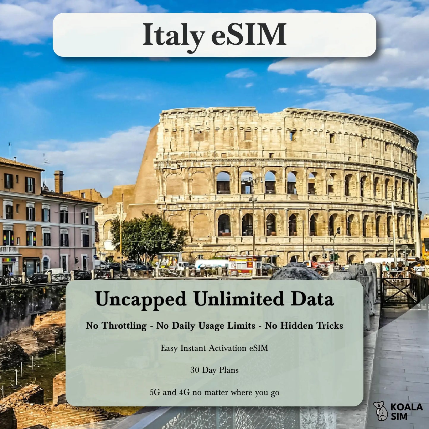 Italy Travel eSIM - Instant 5G Data Plans for Travel