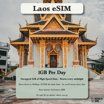 Laos Travel eSIM - Instant 5G Data Plans for Travel