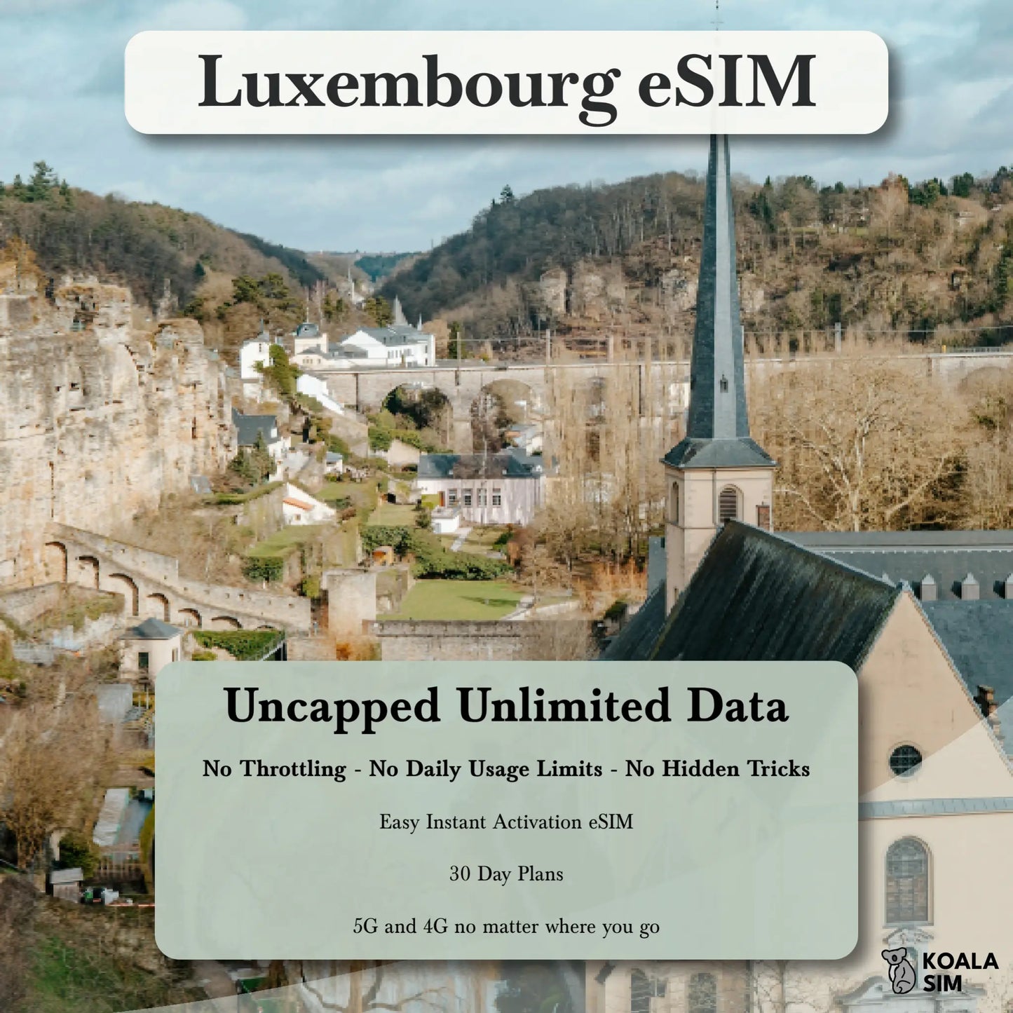 Luxembourg Travel eSIM - Instant 5G Data Plans for Travel
