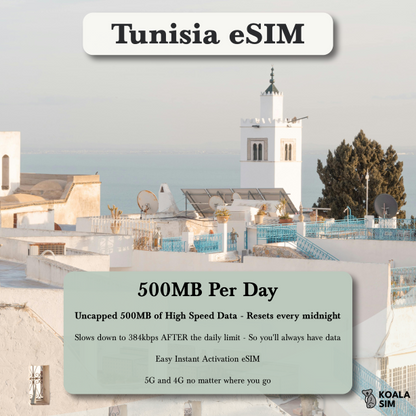 Tunisia Travel eSIM - Instant 5G Data Plans for Travel